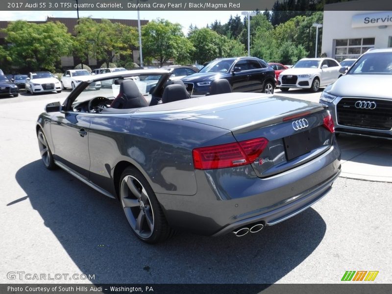 Daytona Gray Pearl / Black/Magma Red 2017 Audi S5 3.0 TFSI quattro Cabriolet