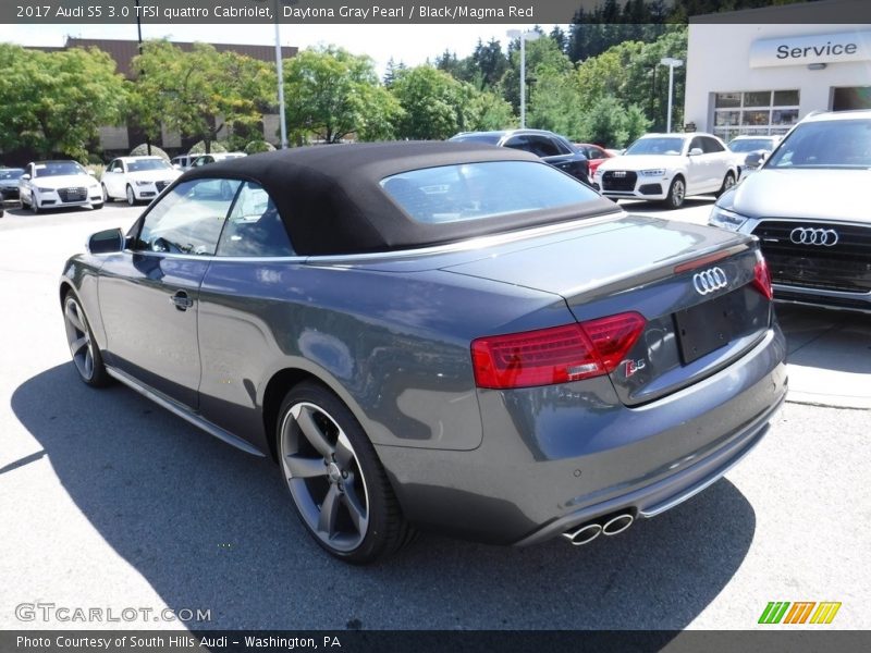 Daytona Gray Pearl / Black/Magma Red 2017 Audi S5 3.0 TFSI quattro Cabriolet