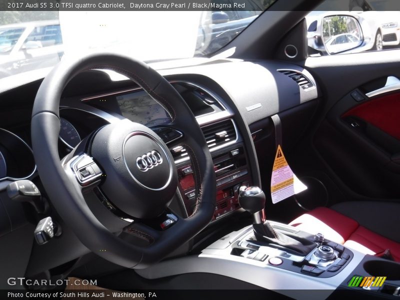 Daytona Gray Pearl / Black/Magma Red 2017 Audi S5 3.0 TFSI quattro Cabriolet