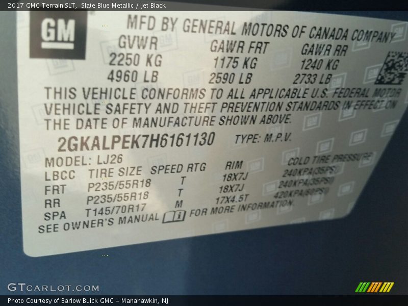 Slate Blue Metallic / Jet Black 2017 GMC Terrain SLT