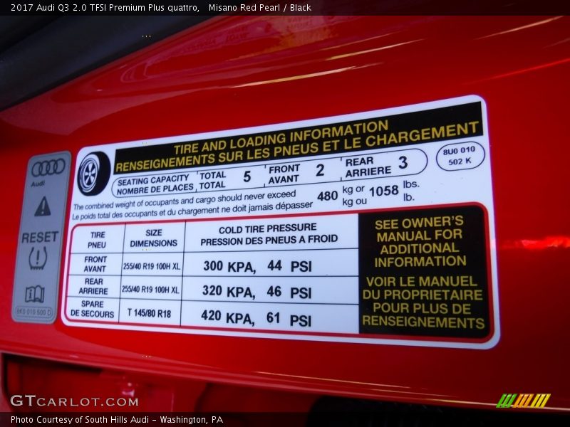 Info Tag of 2017 Q3 2.0 TFSI Premium Plus quattro