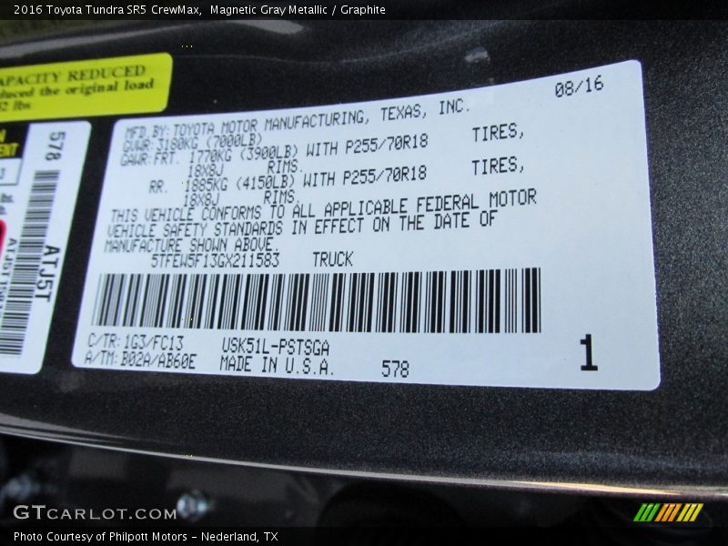 Magnetic Gray Metallic / Graphite 2016 Toyota Tundra SR5 CrewMax