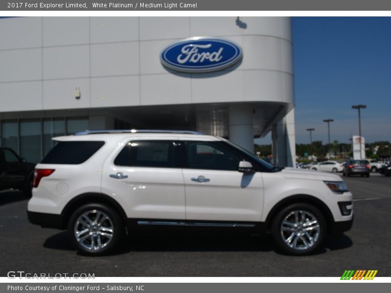White Platinum / Medium Light Camel 2017 Ford Explorer Limited