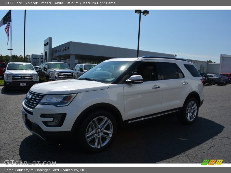 White Platinum / Medium Light Camel 2017 Ford Explorer Limited