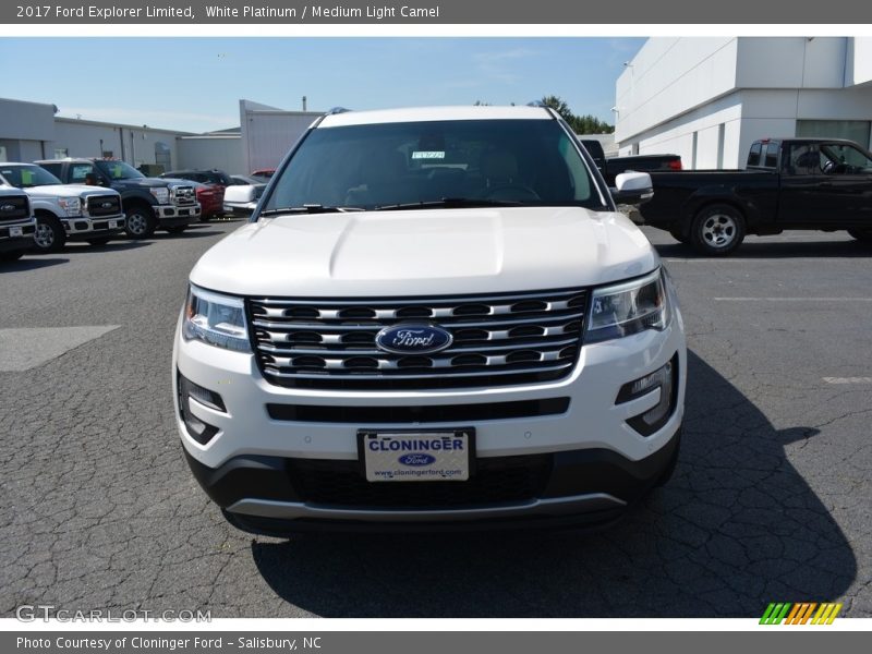 White Platinum / Medium Light Camel 2017 Ford Explorer Limited
