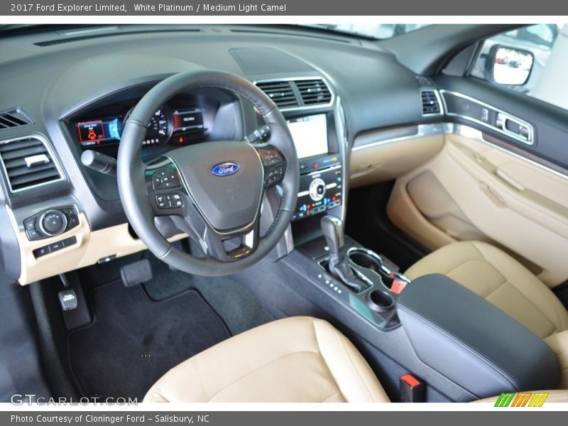 White Platinum / Medium Light Camel 2017 Ford Explorer Limited