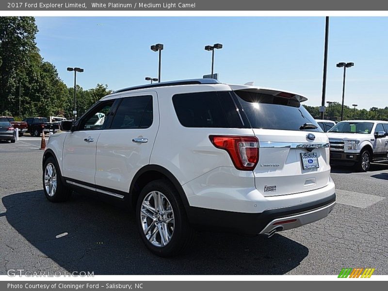 White Platinum / Medium Light Camel 2017 Ford Explorer Limited