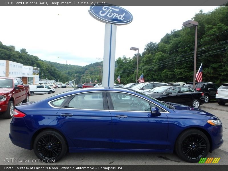 Deep Impact Blue Metallic / Dune 2016 Ford Fusion SE AWD