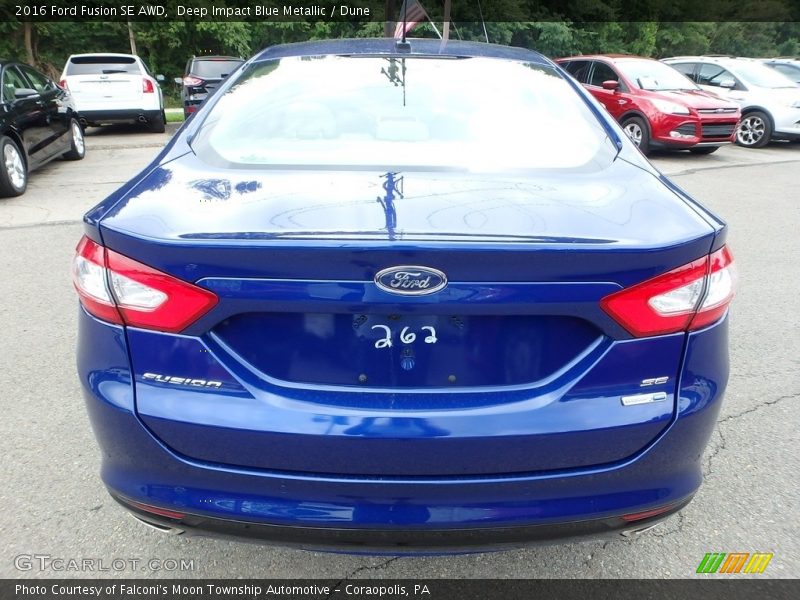 Deep Impact Blue Metallic / Dune 2016 Ford Fusion SE AWD