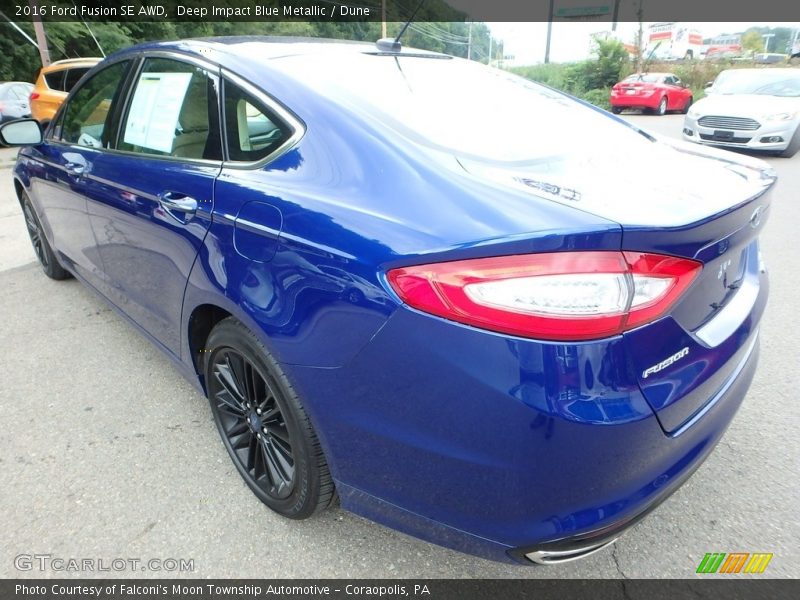 Deep Impact Blue Metallic / Dune 2016 Ford Fusion SE AWD