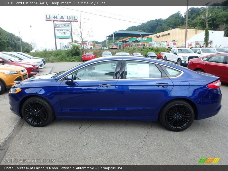 Deep Impact Blue Metallic / Dune 2016 Ford Fusion SE AWD