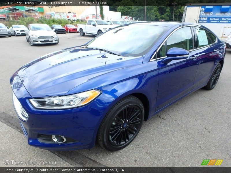 Deep Impact Blue Metallic / Dune 2016 Ford Fusion SE AWD