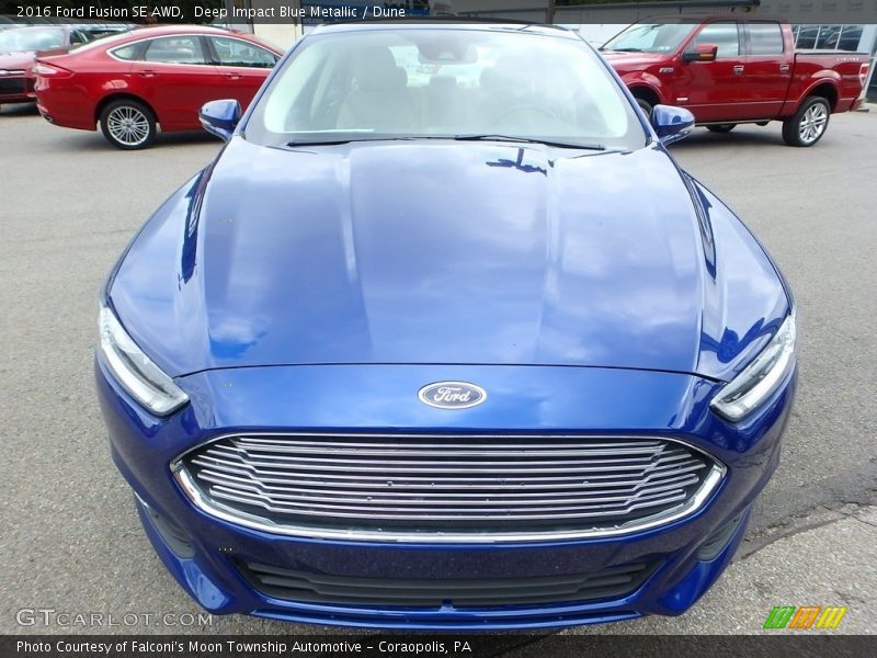 Deep Impact Blue Metallic / Dune 2016 Ford Fusion SE AWD