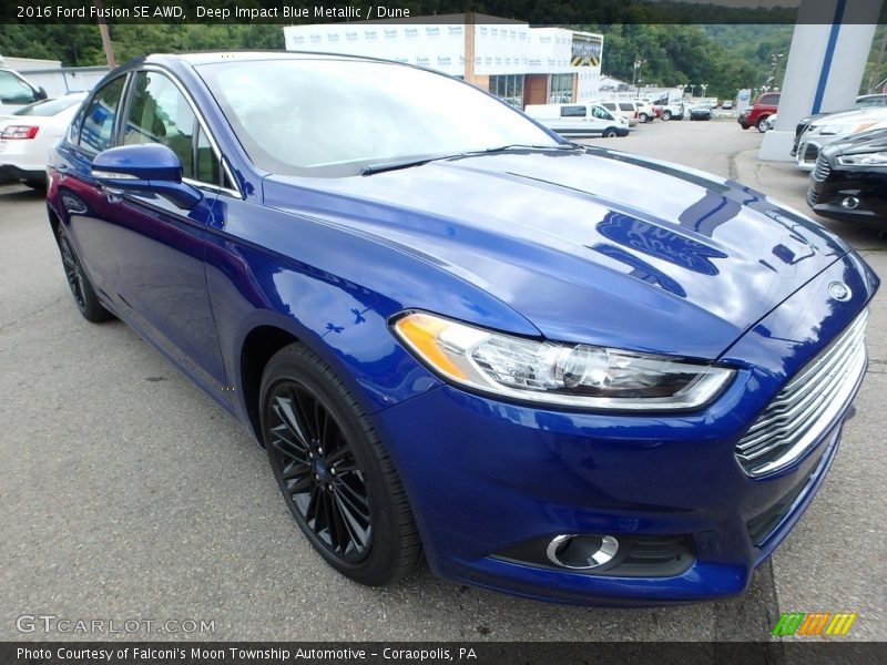 Deep Impact Blue Metallic / Dune 2016 Ford Fusion SE AWD