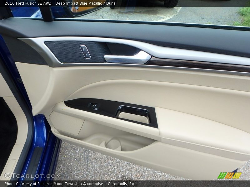 Deep Impact Blue Metallic / Dune 2016 Ford Fusion SE AWD