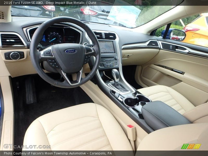 Deep Impact Blue Metallic / Dune 2016 Ford Fusion SE AWD