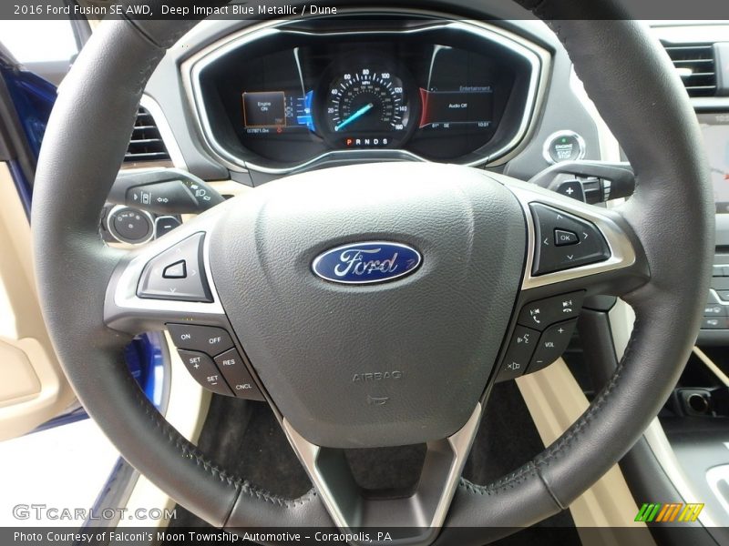 Deep Impact Blue Metallic / Dune 2016 Ford Fusion SE AWD