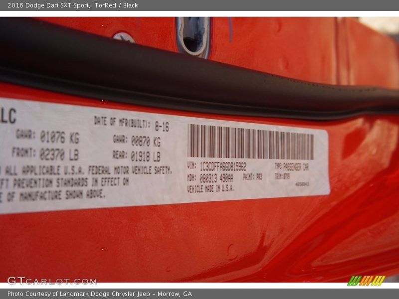 TorRed / Black 2016 Dodge Dart SXT Sport