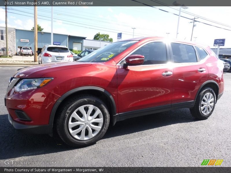 Cayenne Red / Charcoal 2015 Nissan Rogue S AWD
