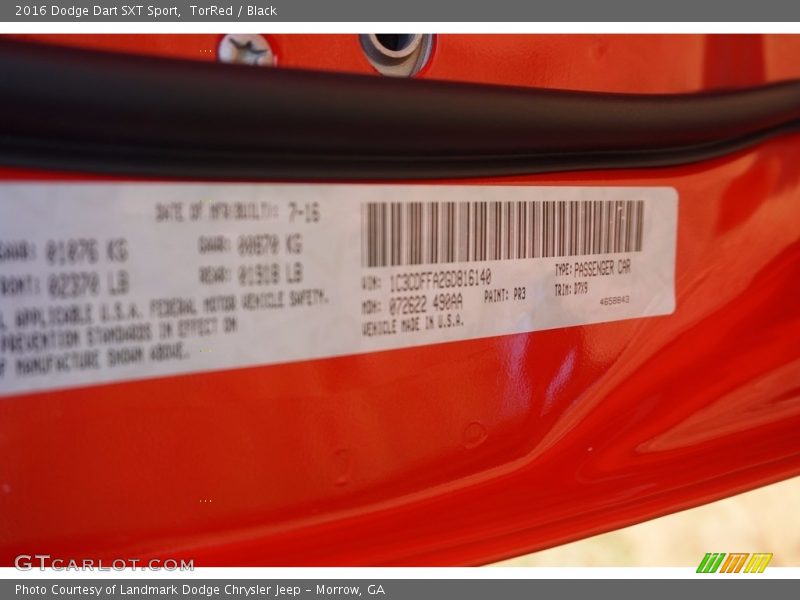TorRed / Black 2016 Dodge Dart SXT Sport