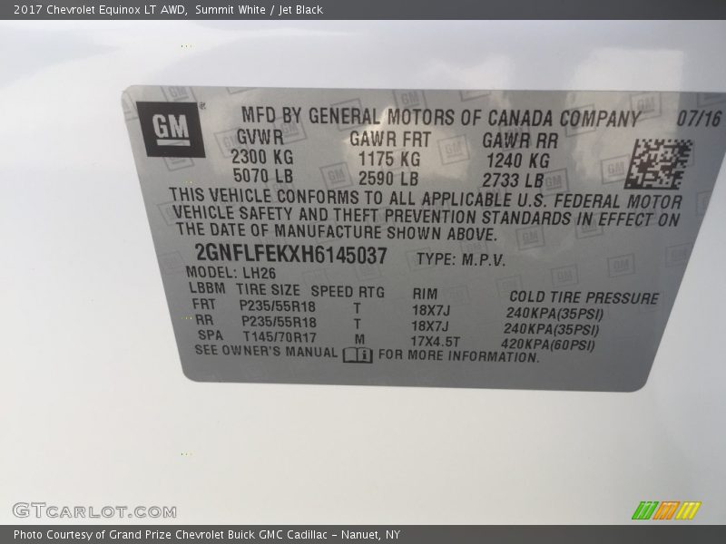 Summit White / Jet Black 2017 Chevrolet Equinox LT AWD