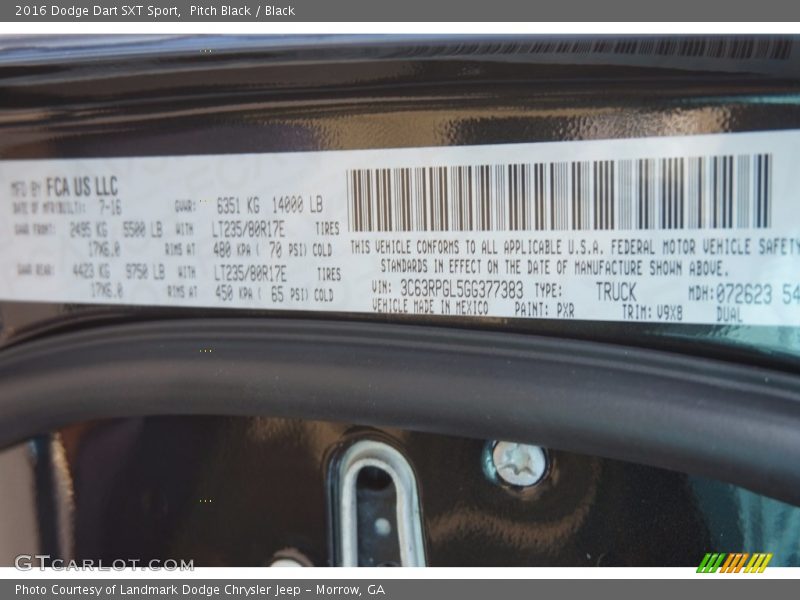 Pitch Black / Black 2016 Dodge Dart SXT Sport