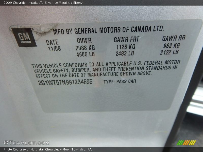 Silver Ice Metallic / Ebony 2009 Chevrolet Impala LT