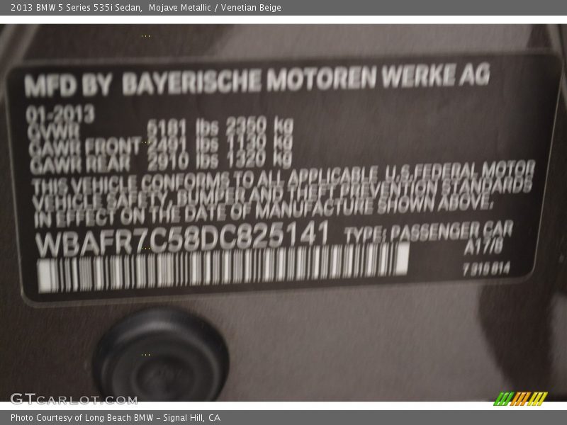 Mojave Metallic / Venetian Beige 2013 BMW 5 Series 535i Sedan