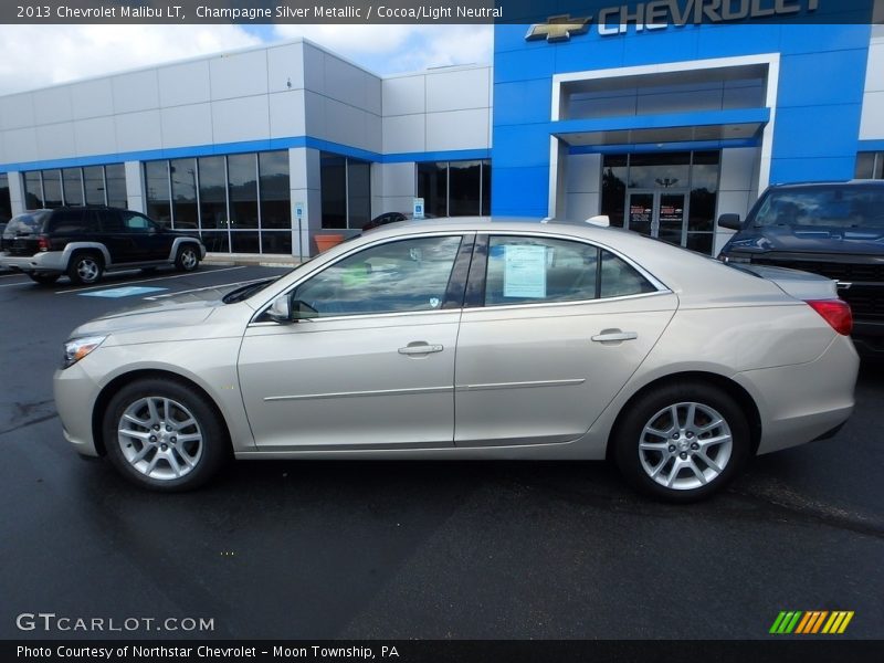 Champagne Silver Metallic / Cocoa/Light Neutral 2013 Chevrolet Malibu LT