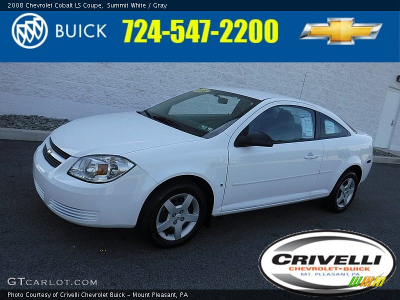 Summit White / Gray 2008 Chevrolet Cobalt LS Coupe