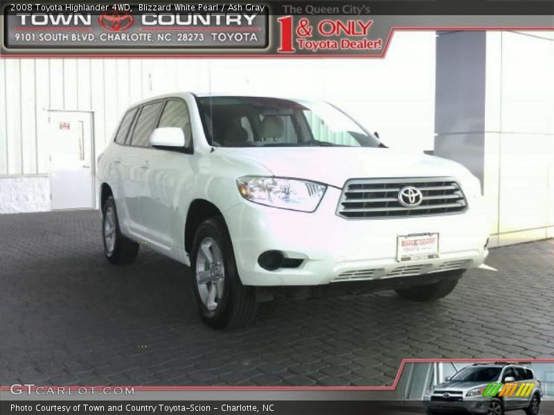 Blizzard White Pearl / Ash Gray 2008 Toyota Highlander 4WD