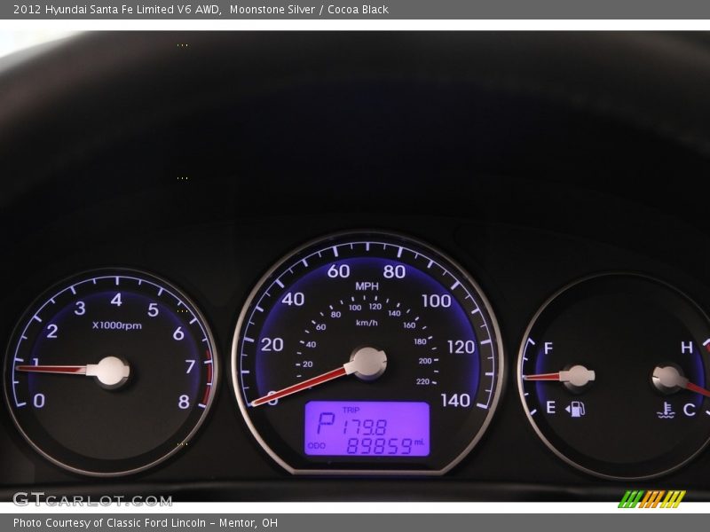 Moonstone Silver / Cocoa Black 2012 Hyundai Santa Fe Limited V6 AWD