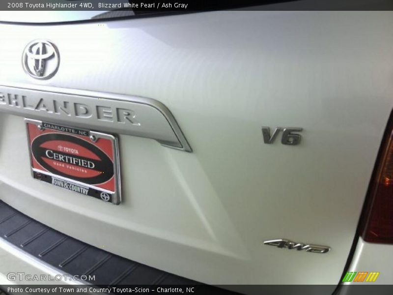Blizzard White Pearl / Ash Gray 2008 Toyota Highlander 4WD