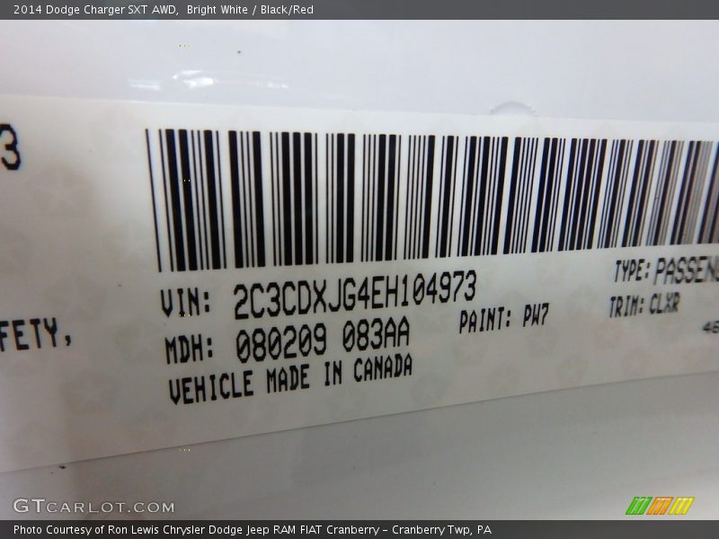 Bright White / Black/Red 2014 Dodge Charger SXT AWD