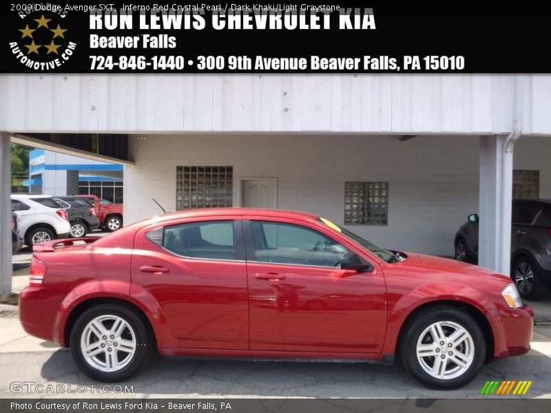 Inferno Red Crystal Pearl / Dark Khaki/Light Graystone 2009 Dodge Avenger SXT