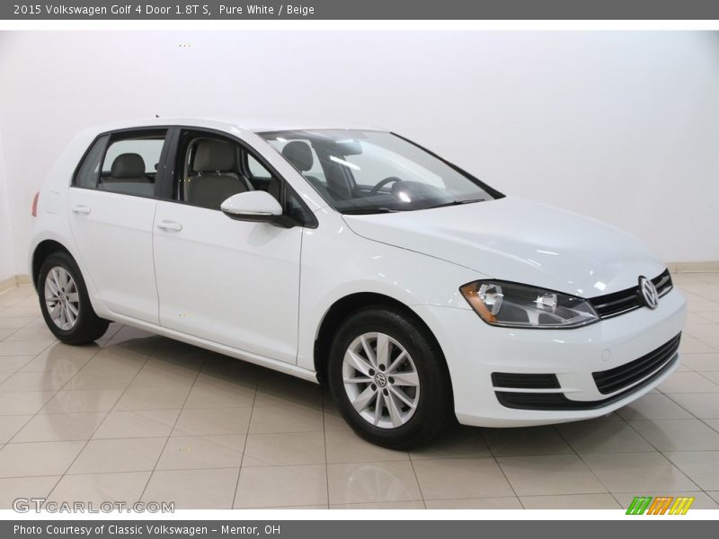 Pure White / Beige 2015 Volkswagen Golf 4 Door 1.8T S