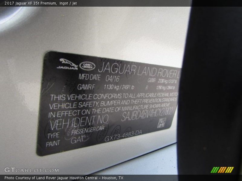 2017 XF 35t Premium Ingot Color Code GAT