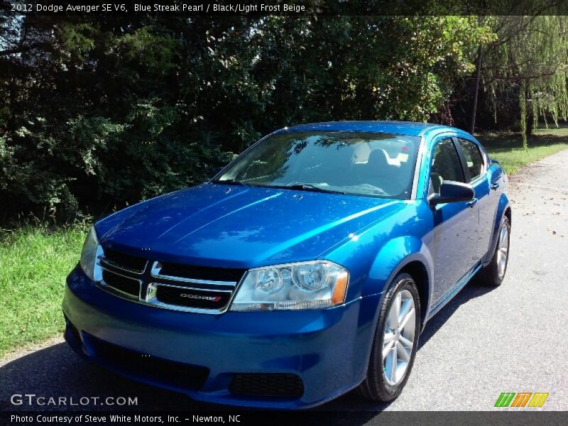 Blue Streak Pearl / Black/Light Frost Beige 2012 Dodge Avenger SE V6