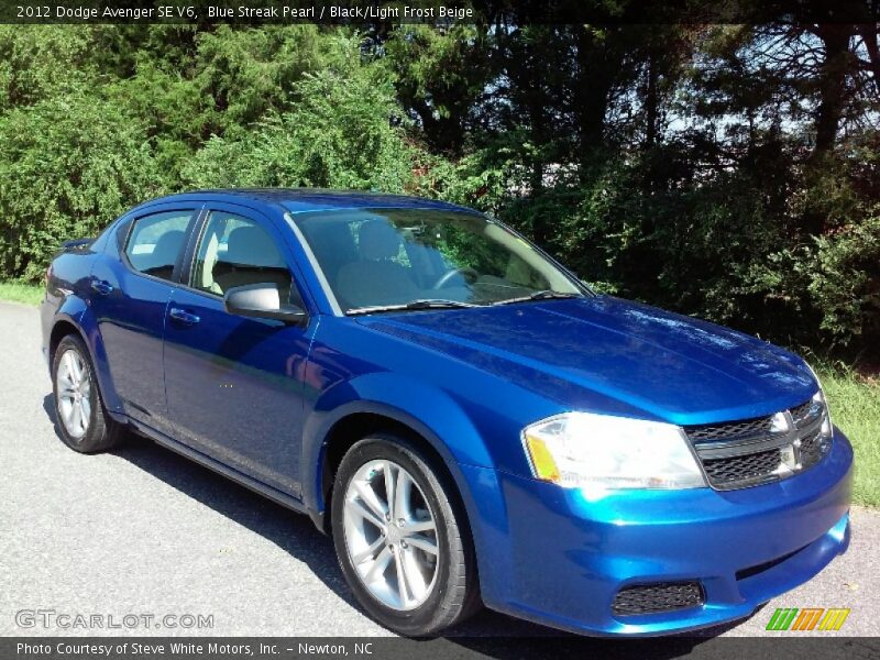 Blue Streak Pearl / Black/Light Frost Beige 2012 Dodge Avenger SE V6