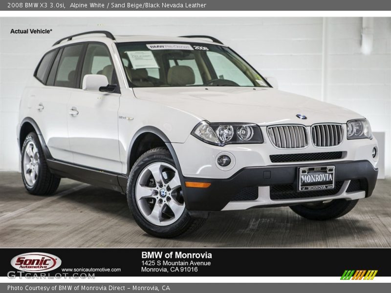 Alpine White / Sand Beige/Black Nevada Leather 2008 BMW X3 3.0si