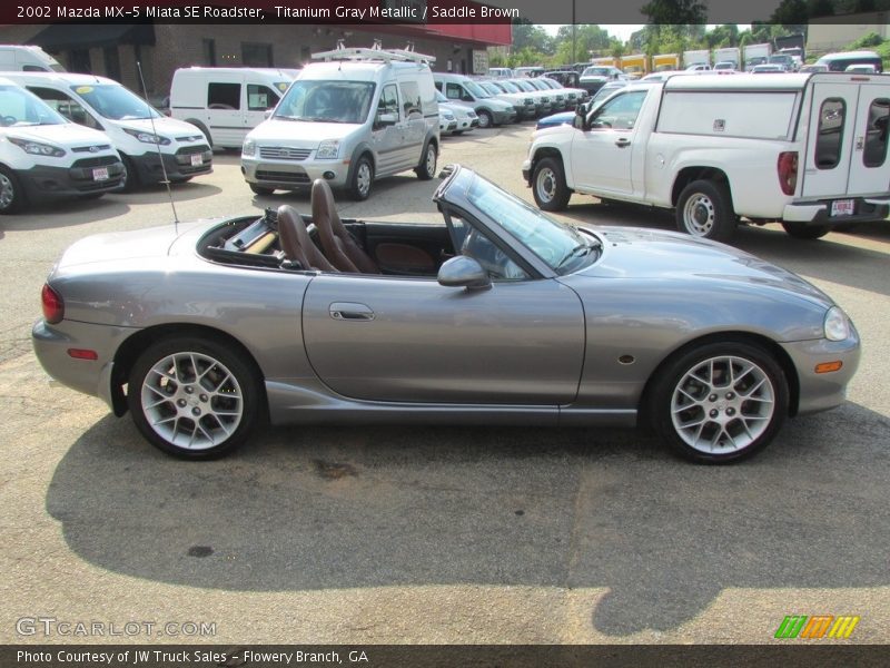 Titanium Gray Metallic / Saddle Brown 2002 Mazda MX-5 Miata SE Roadster