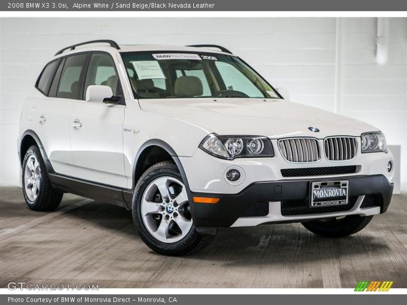 Alpine White / Sand Beige/Black Nevada Leather 2008 BMW X3 3.0si