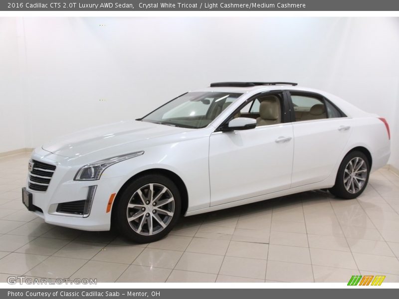 Crystal White Tricoat / Light Cashmere/Medium Cashmere 2016 Cadillac CTS 2.0T Luxury AWD Sedan