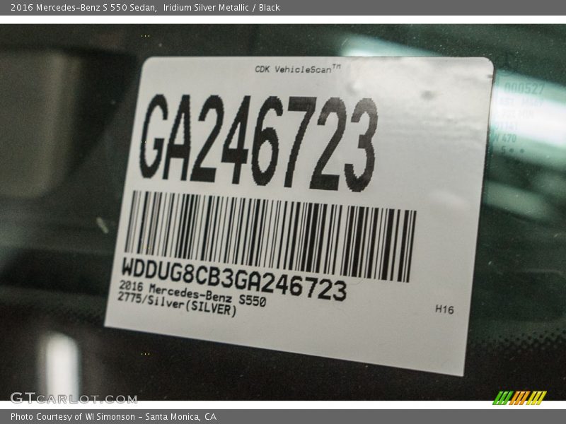 Iridium Silver Metallic / Black 2016 Mercedes-Benz S 550 Sedan