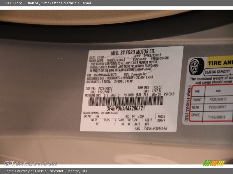Smokestone Metallic / Camel 2010 Ford Fusion SE
