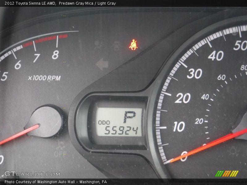 Predawn Gray Mica / Light Gray 2012 Toyota Sienna LE AWD