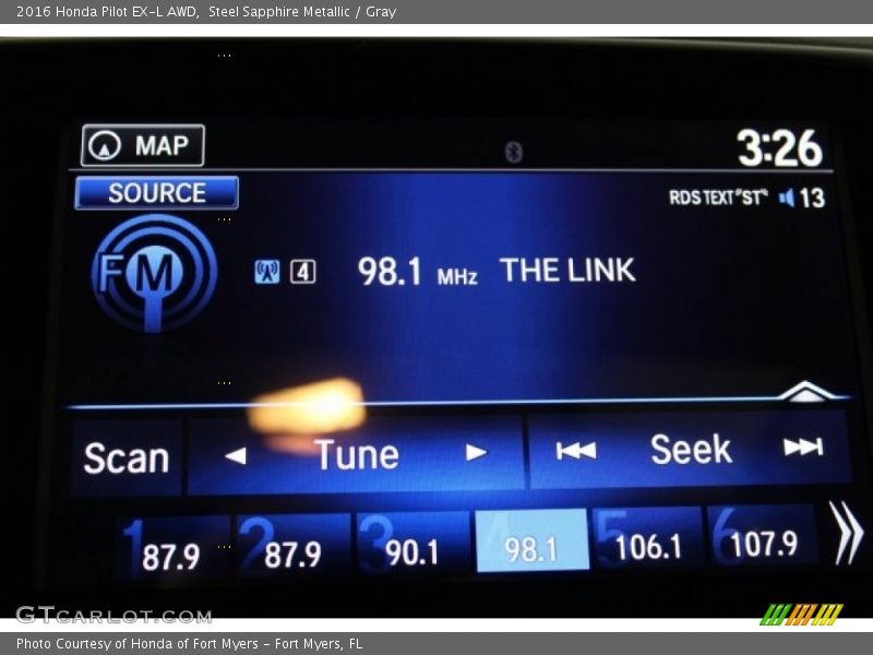 Steel Sapphire Metallic / Gray 2016 Honda Pilot EX-L AWD