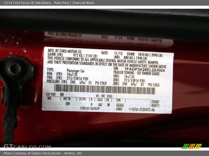 Ruby Red / Charcoal Black 2014 Ford Focus SE Hatchback