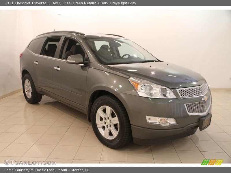 Steel Green Metallic / Dark Gray/Light Gray 2011 Chevrolet Traverse LT AWD