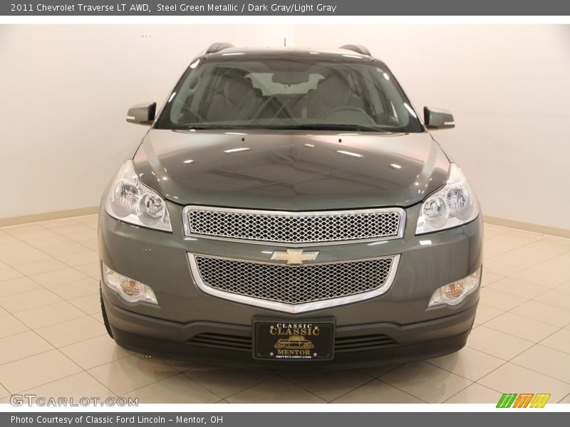 Steel Green Metallic / Dark Gray/Light Gray 2011 Chevrolet Traverse LT AWD